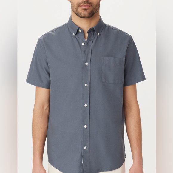 Frank and Oak Jasper short sleeve shirt, light gray, men’s small - Picture 7 of 11